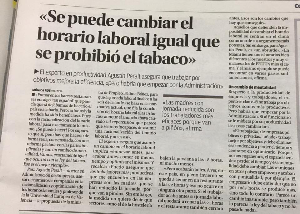 «Se puede cambiar el horario laboral igual que se prohibió el tabaco»