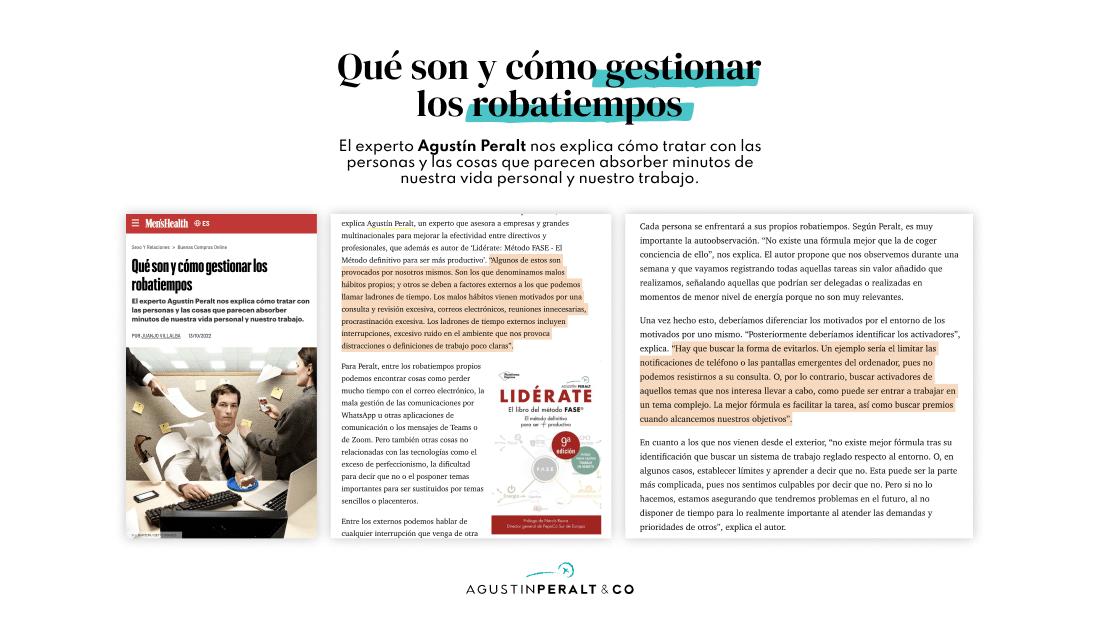 Artículo en Men’s Health | “Qué son y cómo gestionar los robatiempos»