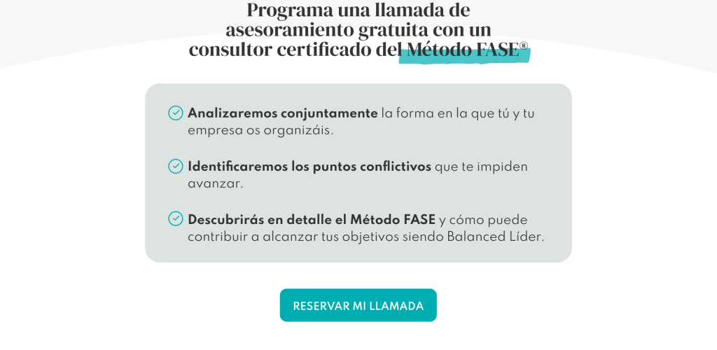 Programa una llamada de asesoramiento gratuita con un consultor certificado del Método FASE